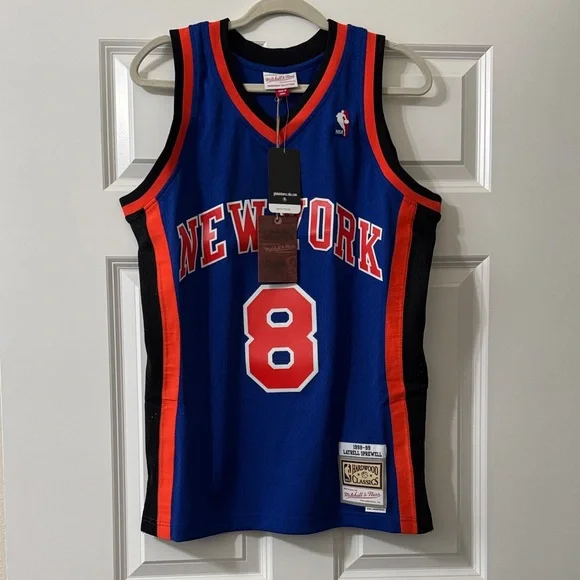 Mitchell & Ness Blue New York Knicks Jersey with Red Accents - Picture 1 of 5
